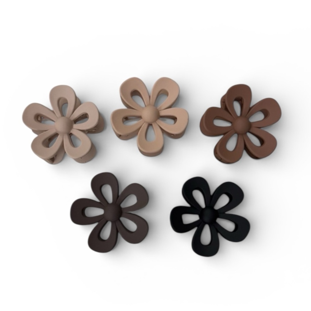 Flower Hair Claw Clips Bundle | Neutral Colors | Set of 5